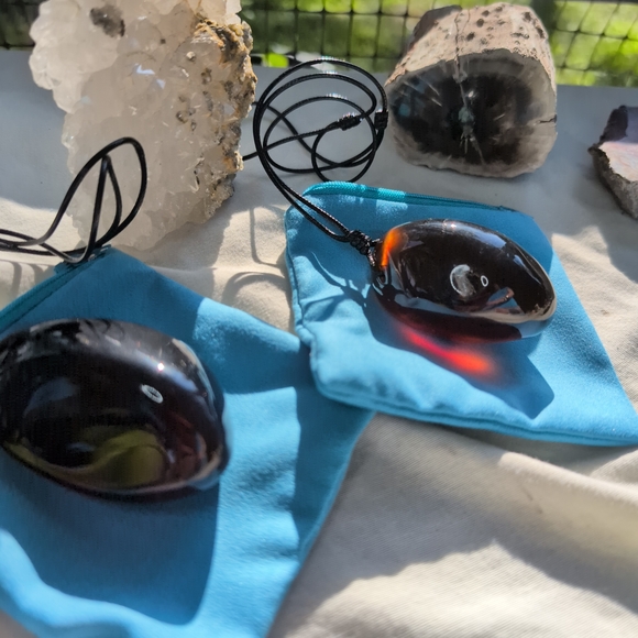 Jewelry - Blue Amber All Natural RARE Pendant Hand Made Necklace